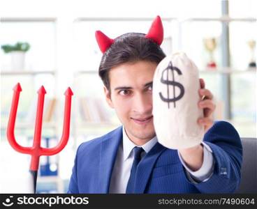 The devil angry businessman in the office. Devil angry businessman in the office