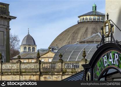 The Devonshire Dome and Buxton Baths in the Spa Town of Buxton in Derbyshire, England.
