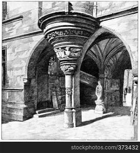 The devoted to Gothic arches, vintage engraved illustration. Paris - Auguste VITU ? 1890.