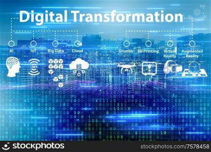 The digital transformation concept - 3d rendering. Digital transformation concept - 3d rendering