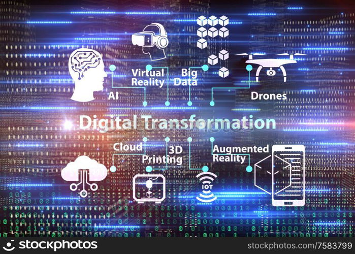 The digital transformation concept - 3d rendering. Digital transformation concept - 3d rendering