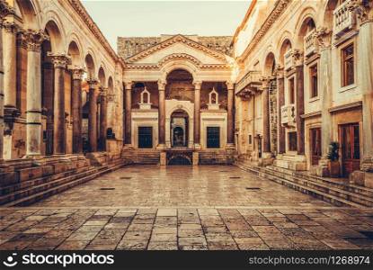 The Diocletian&rsquo;s Palace in Split, Croatia - Famous Diocletian Palace is ancient palace built for Emperor Diocletian in historic center of Split, Croatia.