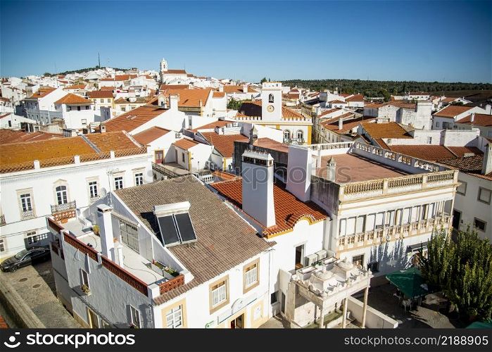 the District Council the the view with the Village of Alter do Chao in Alentejo in Portugal. Portugal, Alter do Chao, October, 2021