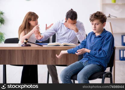 The divorcing family trying to divide child custody. Divorcing family trying to divide child custody