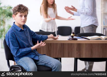 The divorcing family trying to divide child custody. Divorcing family trying to divide child custody