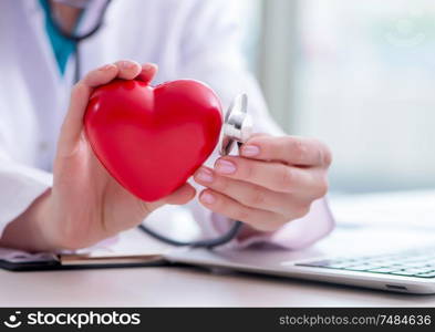 The doctor checking up heart in medical concept. Doctor checking up heart in medical concept