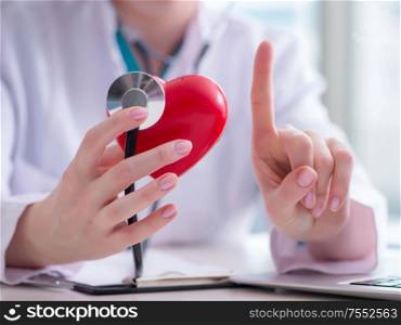 The doctor checking up heart in medical concept. Doctor checking up heart in medical concept