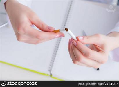 The doctor in anti smoking concept. Doctor in anti smoking concept