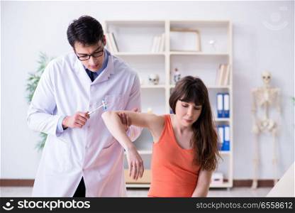 The doctor neurologist examining female patient. Doctor neurologist examining female patient