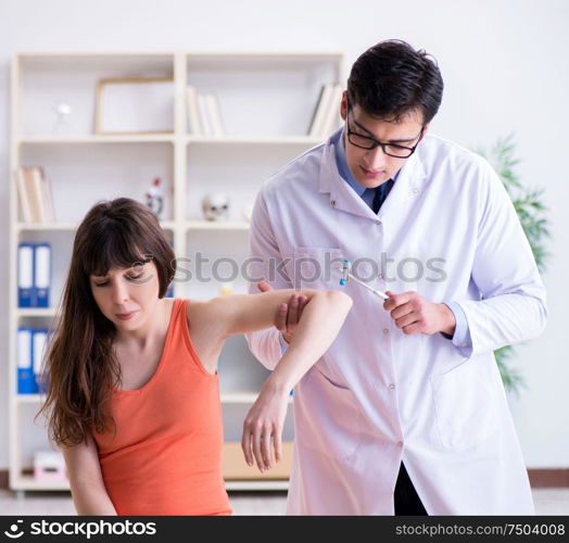 The doctor neurologist examining female patient. Doctor neurologist examining female patient