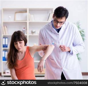 The doctor neurologist examining female patient. Doctor neurologist examining female patient