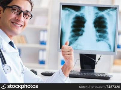 The doctor radiologist looking at x-ray images. Doctor radiologist looking at x-ray images