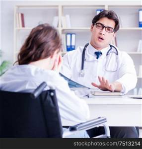 The doctor sharing discouraging lab test results to patient. Doctor sharing discouraging lab test results to patient