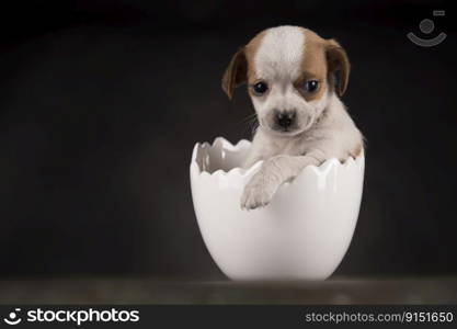 The dog in an Easter egg