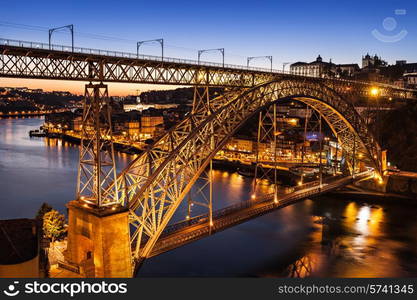 The Dom Luis I Bridge is a metal arch bridge that spans the Douro River between the cities of Porto and Vila Nova de Gaia, Portugal