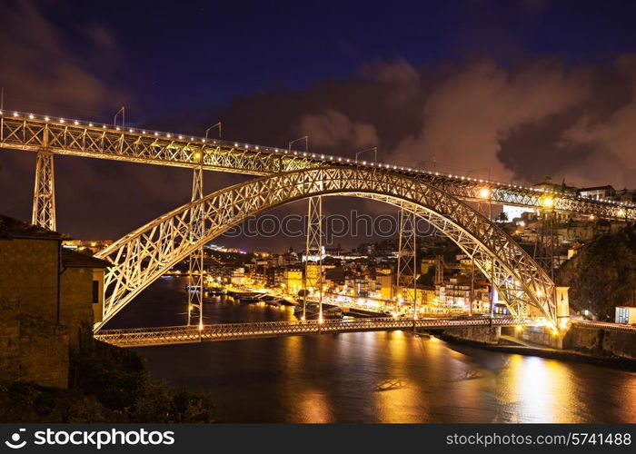 The Dom Luis I Bridge is a metal arch bridge that spans the Douro River between the cities of Porto and Vila Nova de Gaia, Portugal