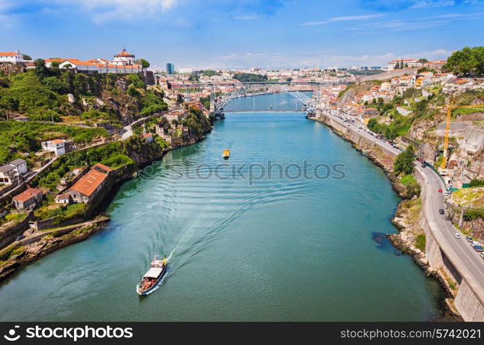 The Dom Luis I Bridge is a metal arch bridge that spans the Douro River between the cities of Porto and Vila Nova de Gaia, Portugal