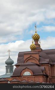 The dome of the Orthodox Church on the border between Europe and Asia, the city of Orenburg, Russia