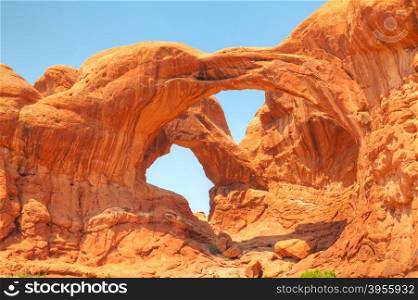The Double Arch at the Arches National Park in Utah, USA