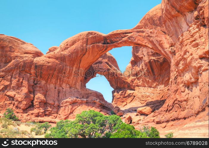 The Double Arch at the Arches National Park in Utah, USA