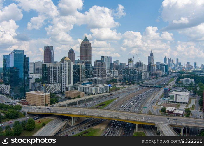 The downtown Atlanta, Georgia skyline in May 2023. The downtown Atlanta, Georgia skyline