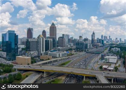 The downtown Atlanta, Georgia skyline in May 2023. The downtown Atlanta, Georgia skyline