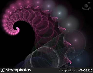 The dragon&amp;#39;s tail. Abstract fractal illustration. The dark background