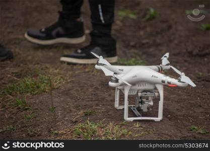 The drone copter with digital camera. The drone copter with digital camera ready to flying