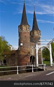 The Eastern Gate (Oostpoort) in Delft, an example of Brick Gothic northern European architecture, was built around 1400.