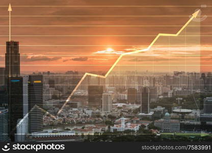 The economic growth concept with charts. Economic growth concept with charts