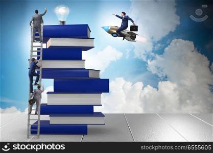 The education concept with books and people. Education concept with books and people. The education concept with books and people