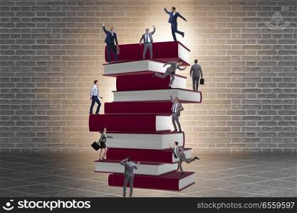 The education concept with books and people. Education concept with books and people. The education concept with books and people