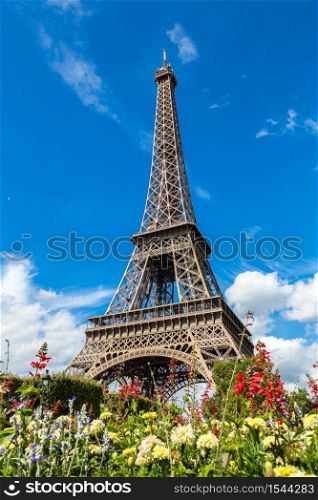 The Eiffel Tower in Paris, France in a beautiful summer day