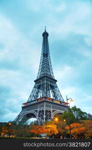 The Eiffel tower in Paris, France in the morning