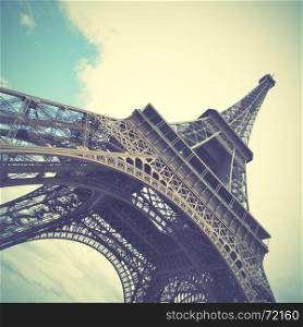 The Eiffel Tower in Paris, France. Retro style toned image