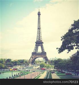 The Eiffel Tower in Paris. Retro style filtred image