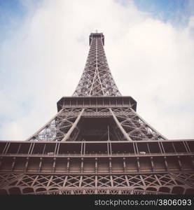 The Eiffel Tower in Paris with Retro Filter Effect