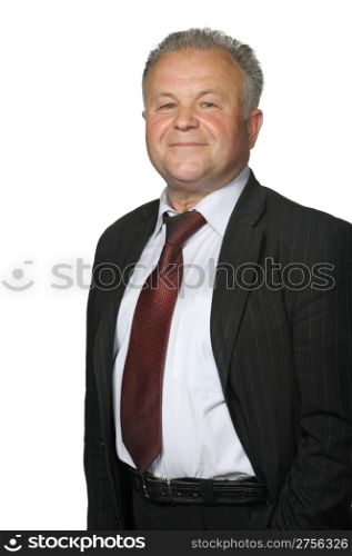The elderly man. It is isolated on a white background