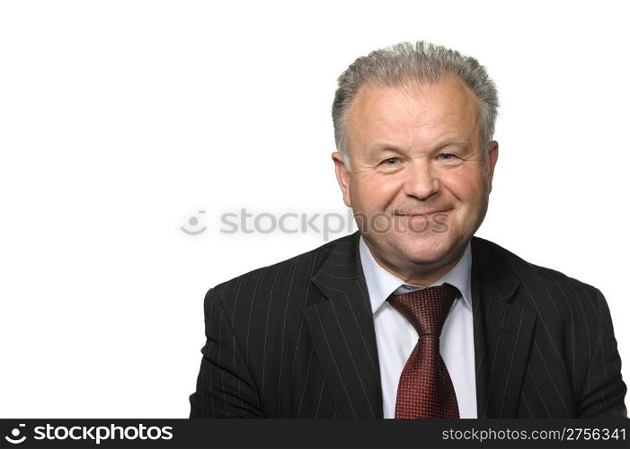 The elderly man. It is isolated on a white background