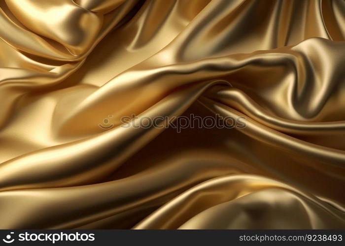 The elegant wave pattern of this golden cloth background adds a touch of luxury to any design. Created using AI technology for maximum impact.