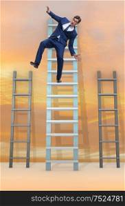 The employee being fired and falling from career ladder. Employee being fired and falling from career ladder