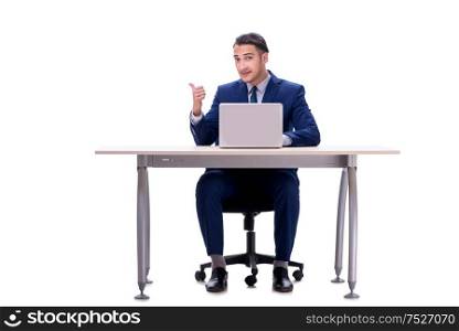 The employee working isolated on white background. Employee working isolated on white background