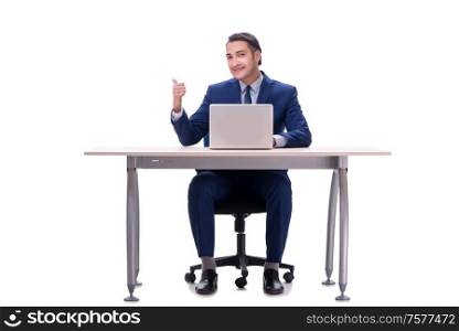 The employee working isolated on white background. Employee working isolated on white background