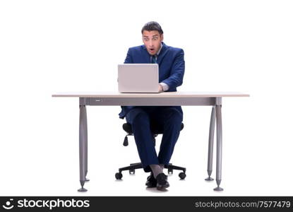 The employee working isolated on white background. Employee working isolated on white background