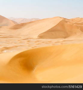 the empty quarter and outdoor sand dune in oman old desert rub al khali