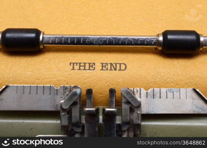 The end text on typewriter