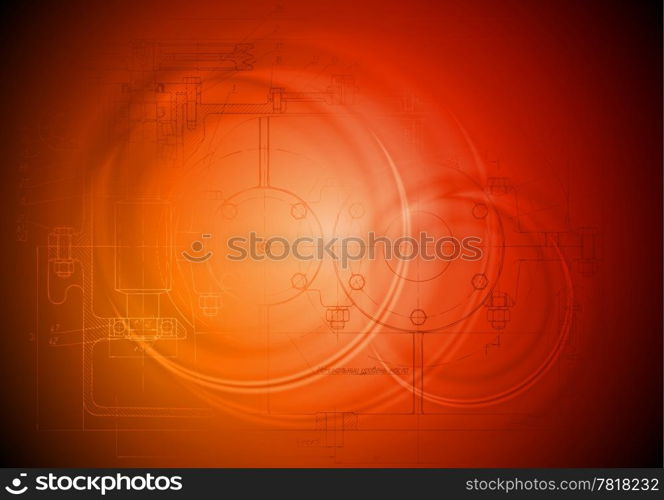 The engineering drawing of a reducer. Eps 10 vector background