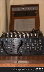 The Enigma Cipher Coding Machine from World War II. The Enigma Cipher Machine from World War II