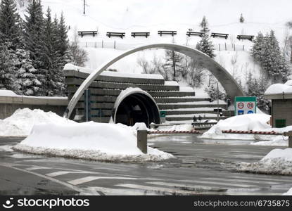 The entrance to Mont Blanc Tunnel, Italy