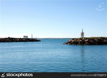 The entrance to Nelson Bay Harbour, Port Stephens, New South Wales, Australia